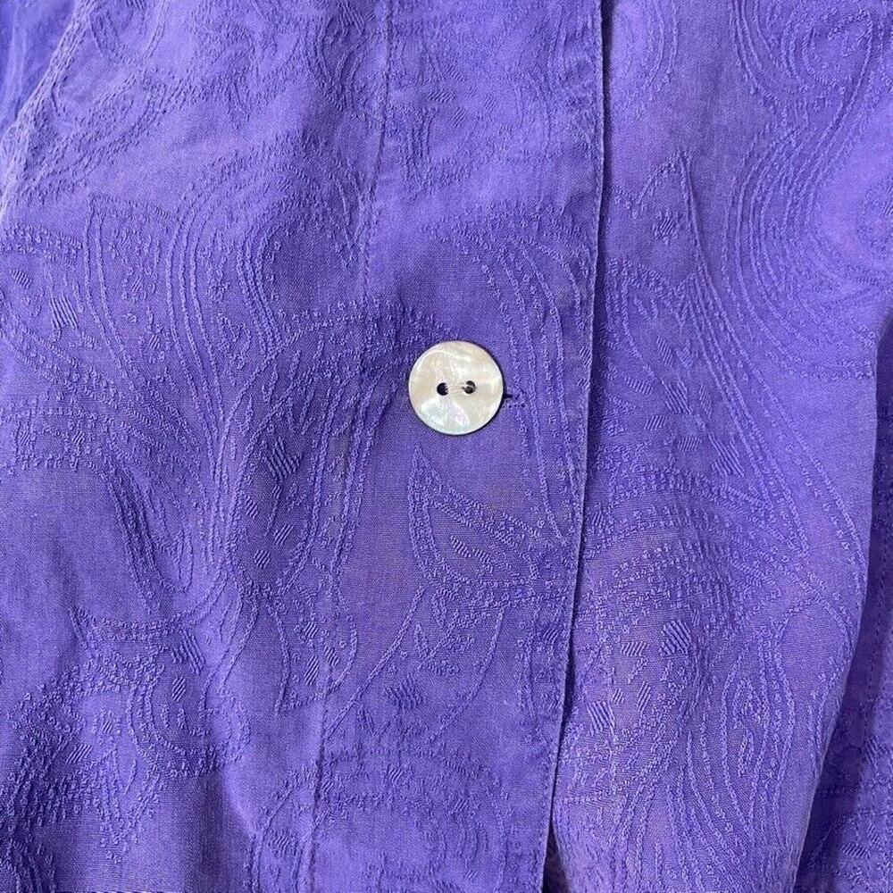 Chico's 100% Silk Shell Button Shirt Top Shacket Purple Texture Size 2 (M 12/14) - Picture 5 of 9